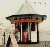 Gregory presenting Readings at Brighton Pier England in 1985