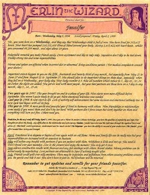 Printed Merlin the Wizard scroll revealing personalised reading insights